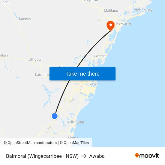 Balmoral (Wingecarribee - NSW) to Awaba map