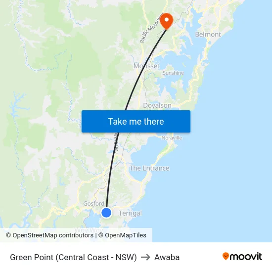 Green Point (Central Coast - NSW) to Awaba map