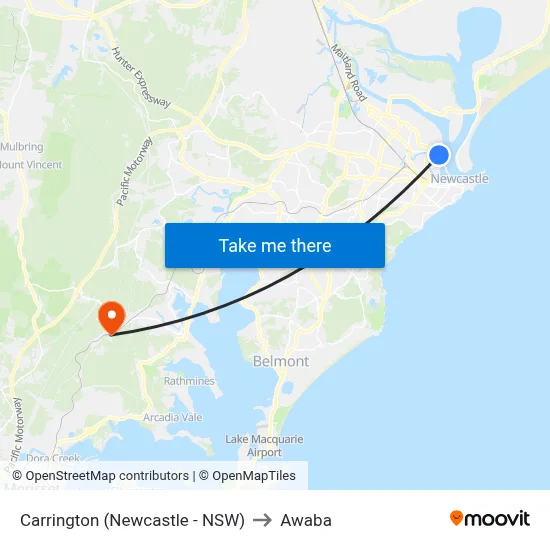 Carrington (Newcastle - NSW) to Awaba map