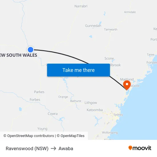 Ravenswood (NSW) to Awaba map