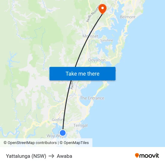 Yattalunga (NSW) to Awaba map