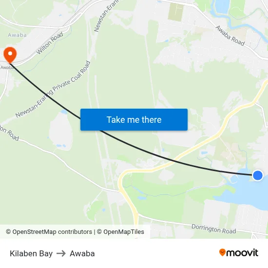 Kilaben Bay to Awaba map