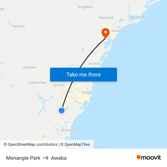 Menangle Park to Awaba map