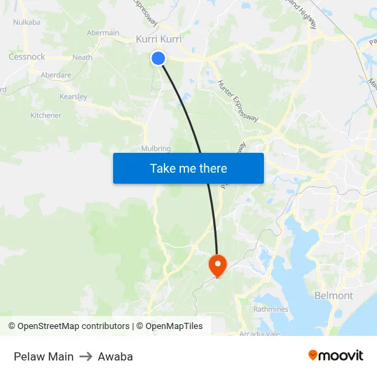 Pelaw Main to Awaba map