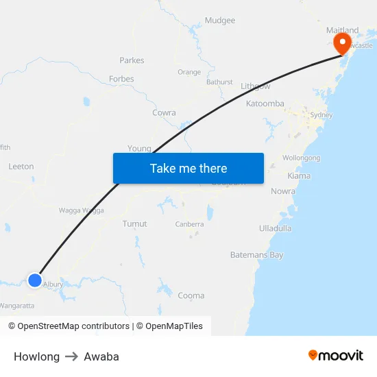 Howlong to Awaba map