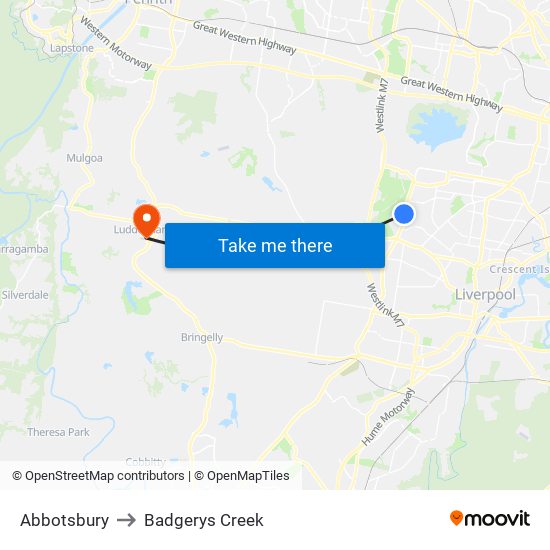 Abbotsbury to Badgerys Creek map