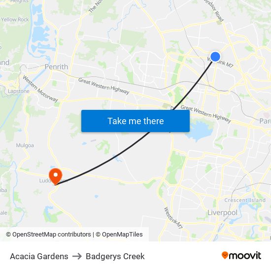 Acacia Gardens to Badgerys Creek map