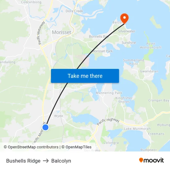 Bushells Ridge to Balcolyn map