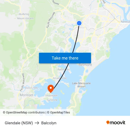 Glendale (NSW) to Balcolyn map