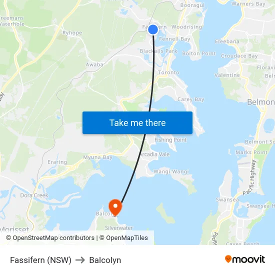 Fassifern (NSW) to Balcolyn map
