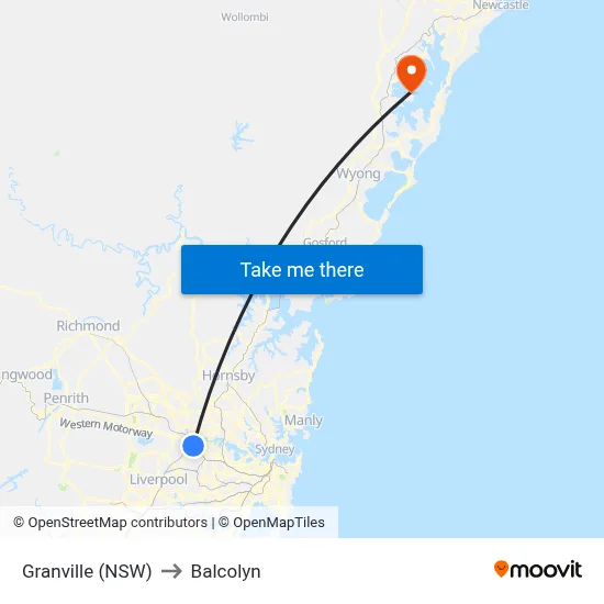 Granville (NSW) to Balcolyn map