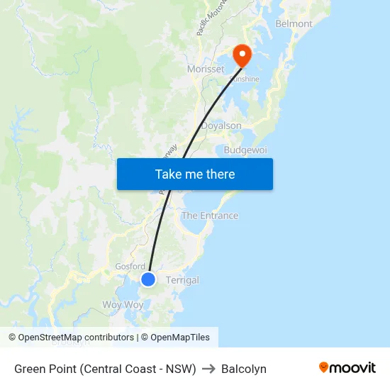 Green Point (Central Coast - NSW) to Balcolyn map