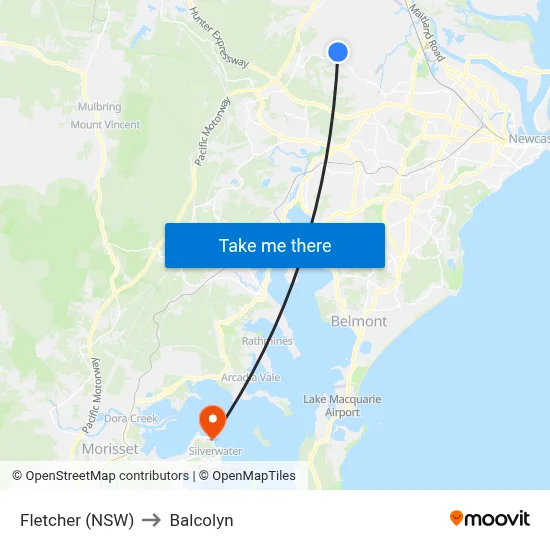 Fletcher (NSW) to Balcolyn map