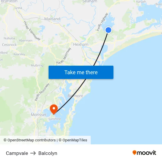 Campvale to Balcolyn map