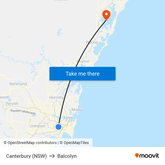 Canterbury (NSW) to Balcolyn map