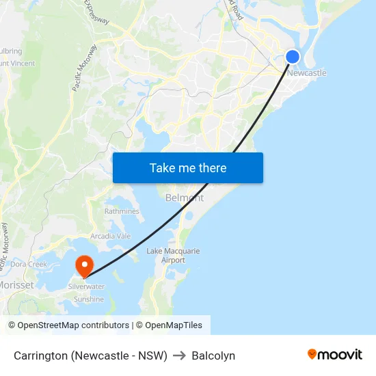 Carrington (Newcastle - NSW) to Balcolyn map