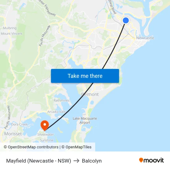 Mayfield (Newcastle - NSW) to Balcolyn map