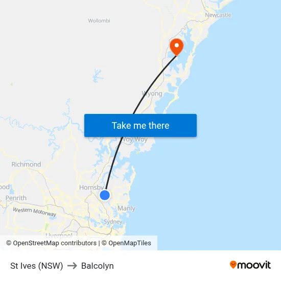 St Ives (NSW) to Balcolyn map