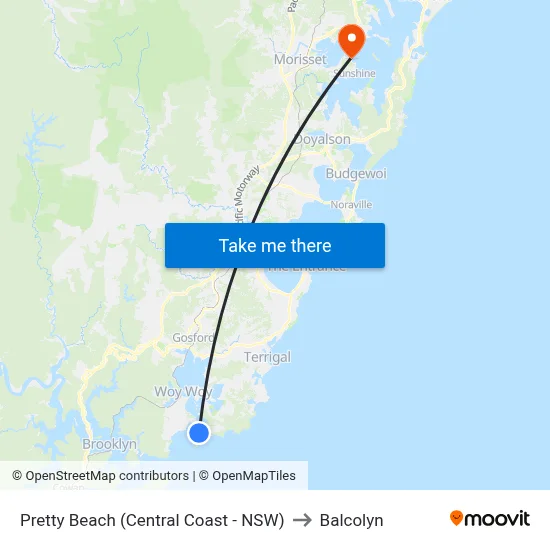 Pretty Beach (Central Coast - NSW) to Balcolyn map