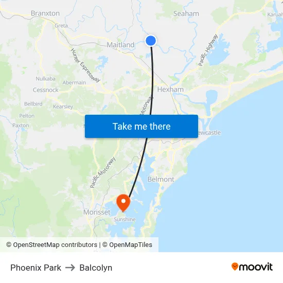 Phoenix Park to Balcolyn map