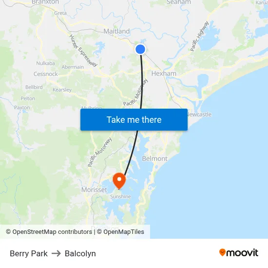 Berry Park to Balcolyn map