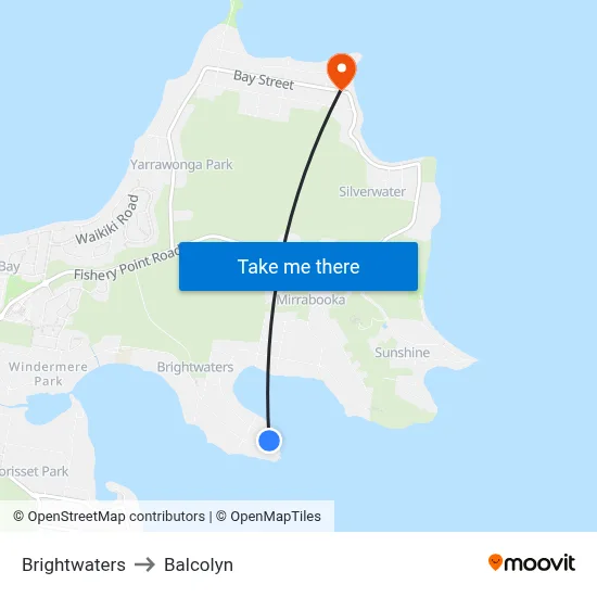 Brightwaters to Balcolyn map