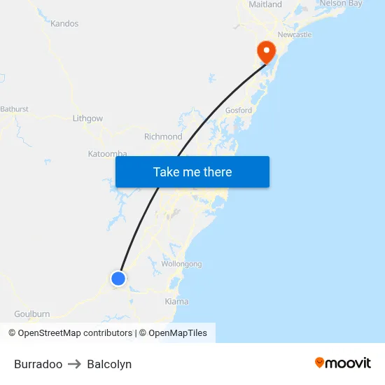 Burradoo to Balcolyn map