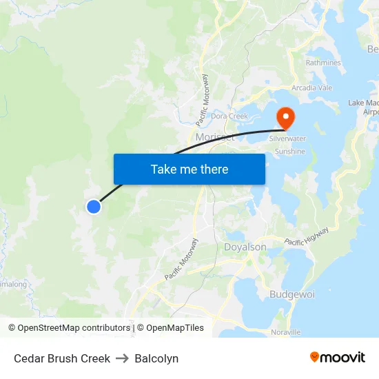 Cedar Brush Creek to Balcolyn map