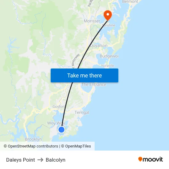 Daleys Point to Balcolyn map