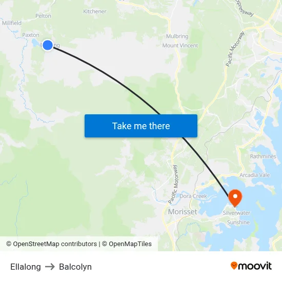 Ellalong to Balcolyn map