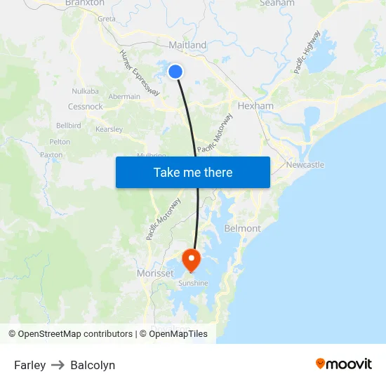 Farley to Balcolyn map