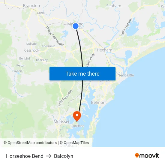 Horseshoe Bend to Balcolyn map