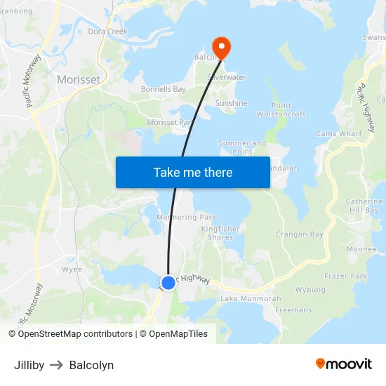 Jilliby to Balcolyn map