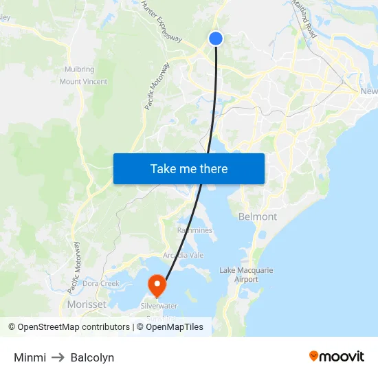 Minmi to Balcolyn map