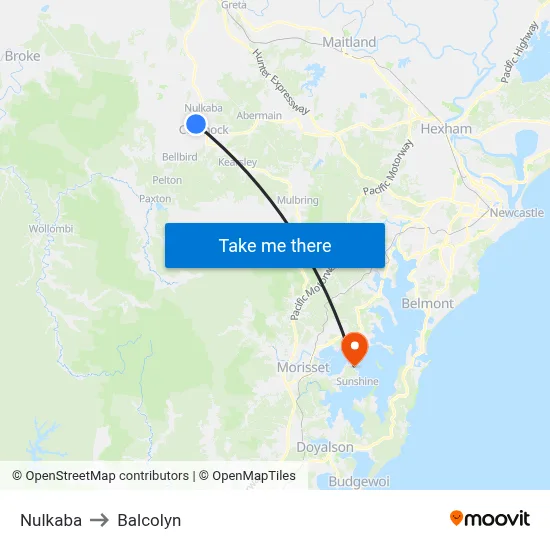 Nulkaba to Balcolyn map