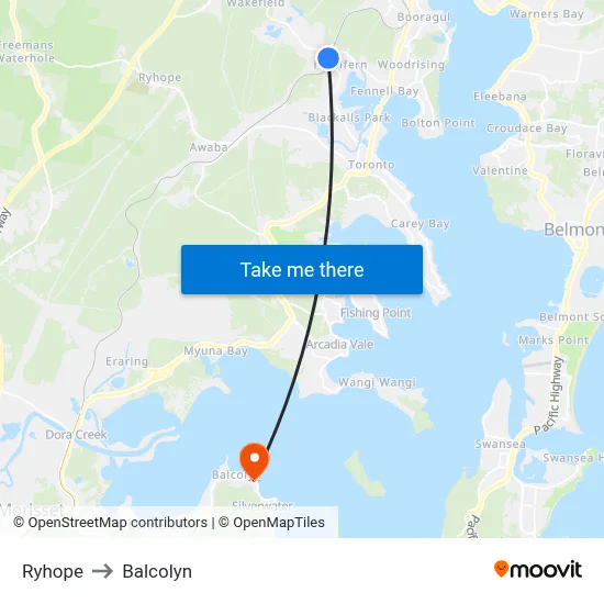 Ryhope to Balcolyn map