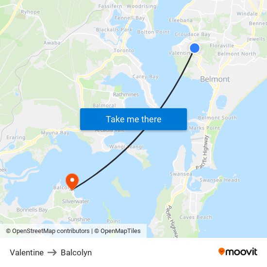 Valentine to Balcolyn map