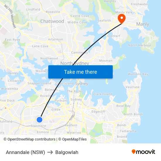 Annandale (NSW) to Balgowlah map