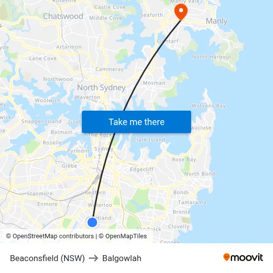 Beaconsfield (NSW) to Balgowlah map
