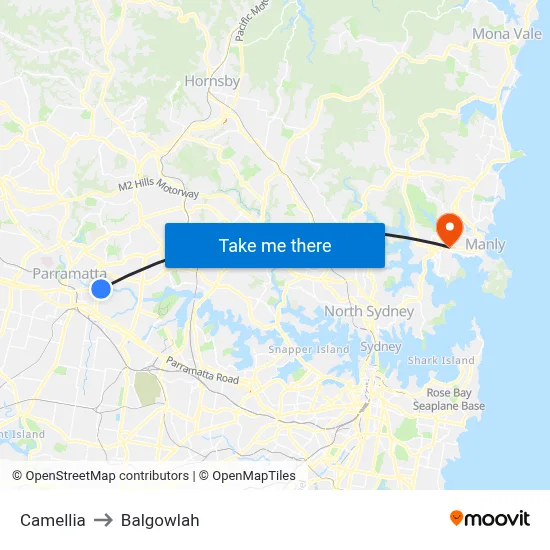 Camellia to Balgowlah map