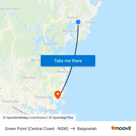 Green Point (Central Coast - NSW) to Balgowlah map
