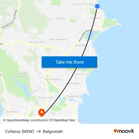Collaroy (NSW) to Balgowlah map