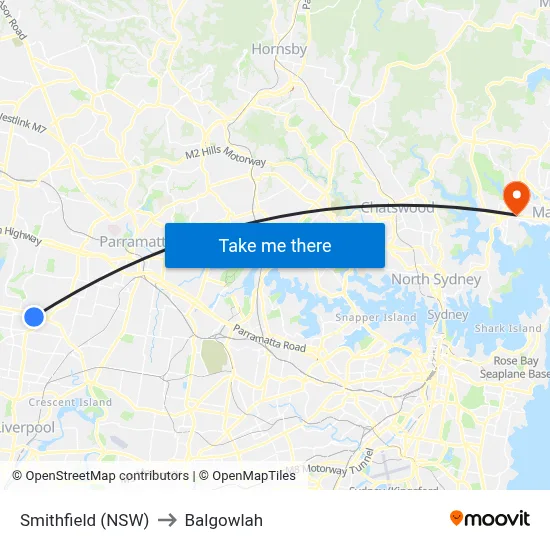Smithfield (NSW) to Balgowlah map