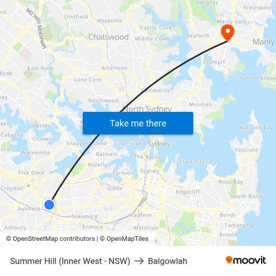 Summer Hill (Inner West - NSW) to Balgowlah map