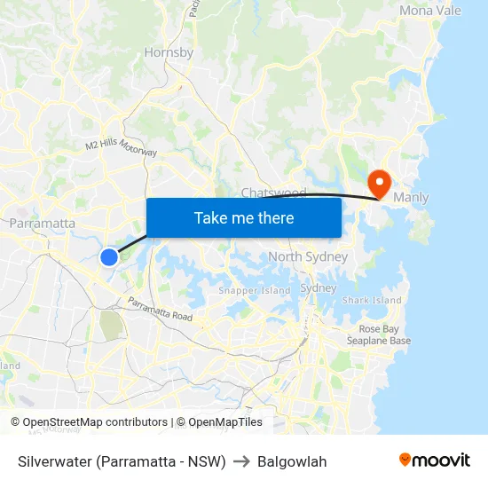 Silverwater (Parramatta - NSW) to Balgowlah map