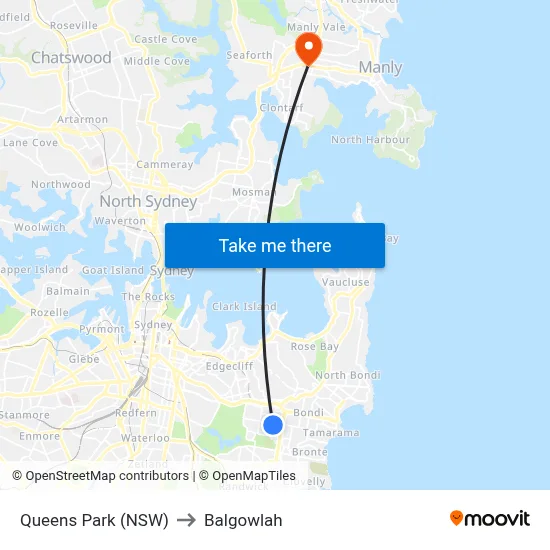 Queens Park (NSW) to Balgowlah map