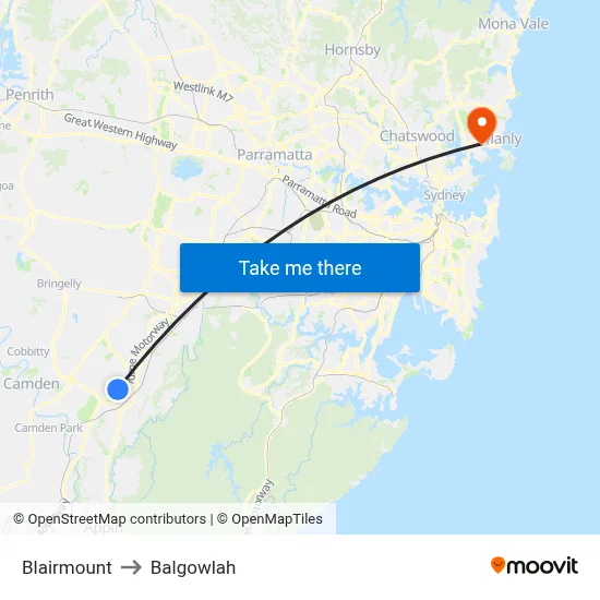 Blairmount to Balgowlah map