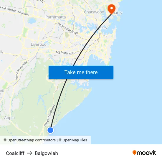 Coalcliff to Balgowlah map