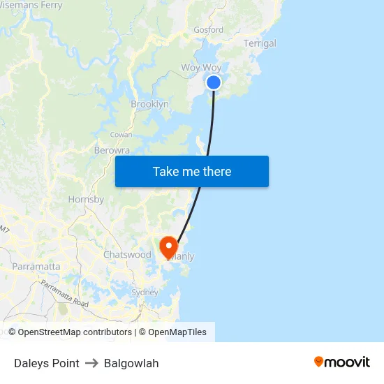 Daleys Point to Balgowlah map