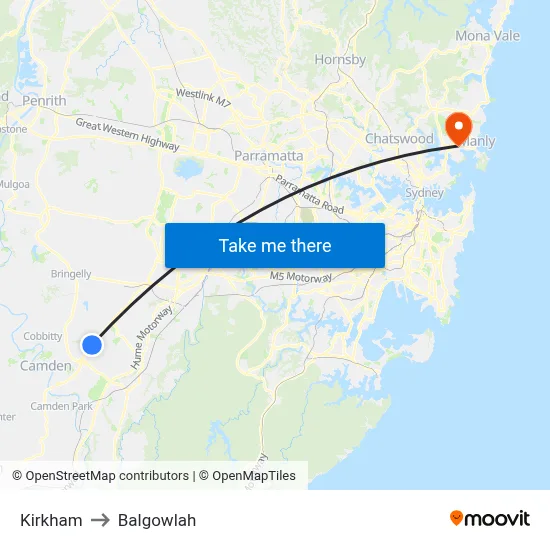 Kirkham to Balgowlah map